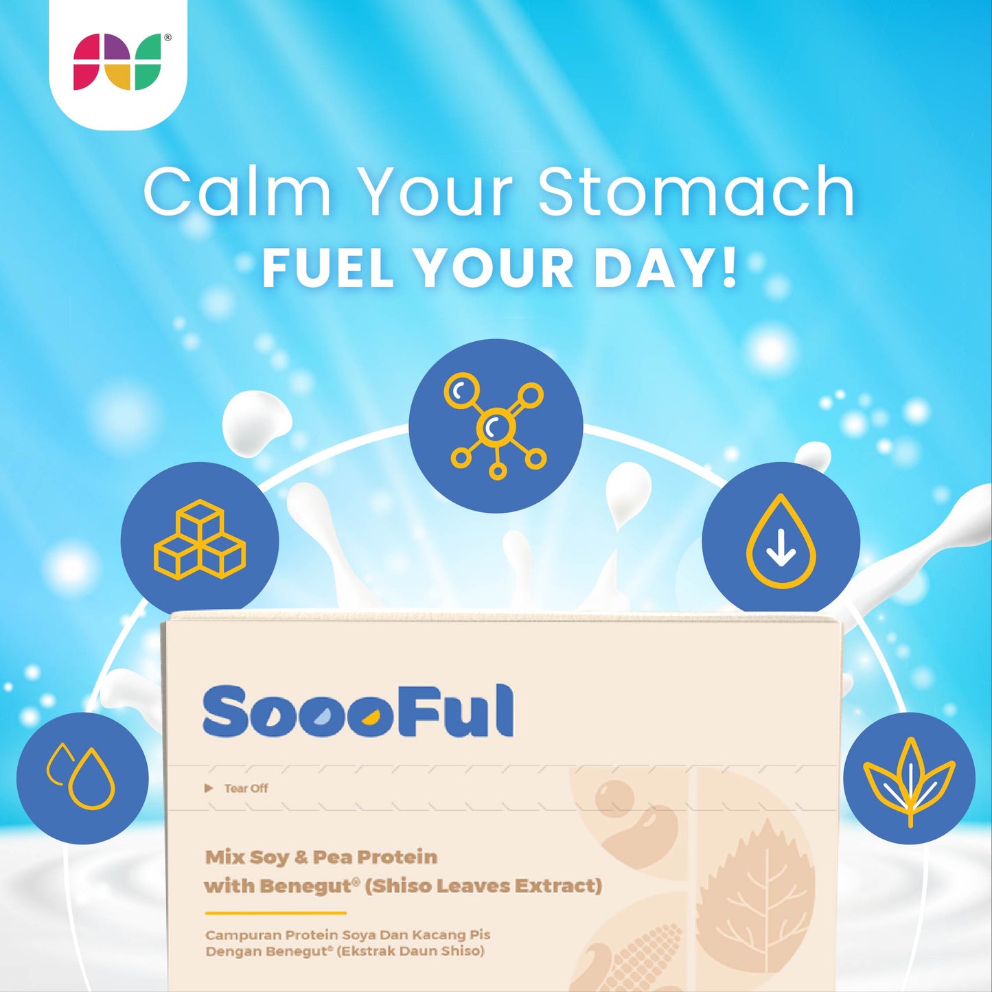 SoooFul Stomach Comfort Meal Replacement: Mix Soy & Pea Protein with Benegut® (15's)