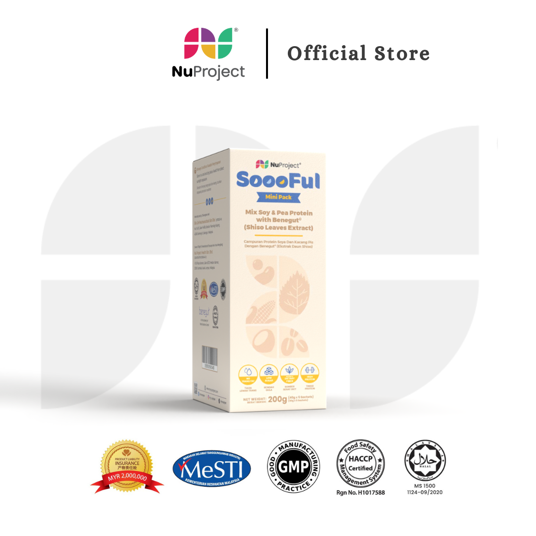 【Mini Pack】SoooFul Stomach Comfort Meal Replacement: Mix Soy & Pea Protein with Benegut® (5's)